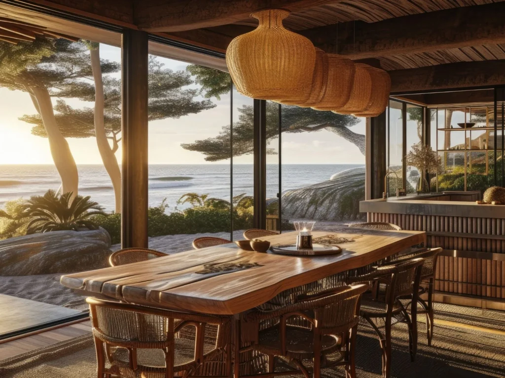 Camino rodeado de vegetación que lleva a la playa.